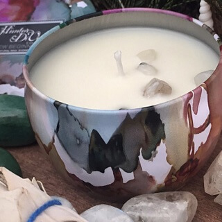 Moonstone New Beginnings Crystal Candle